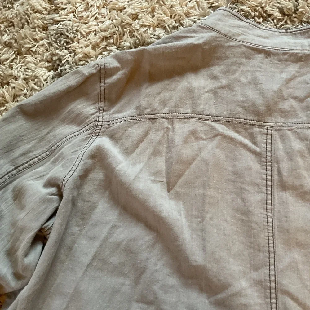Maurices Womens Grey Linen Blend Full Zip Utility Jacket Mock Neck Size 3 Plus
